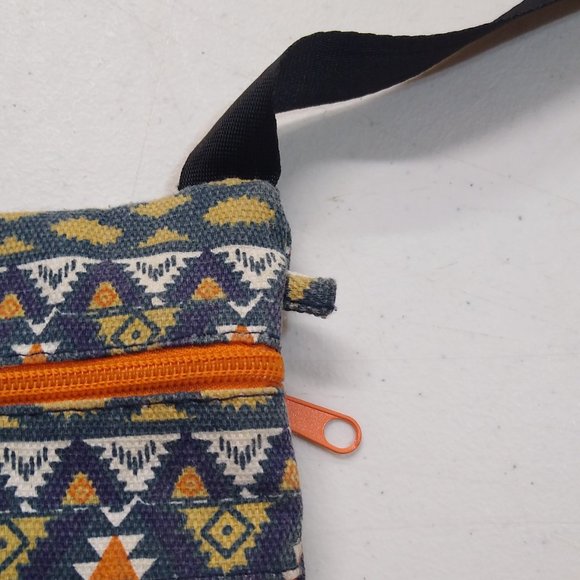 Cross Body Bag Aztec Design Adjustable Strap 3 Compartments Gender-Neutral EUC - Picture 9 of 14